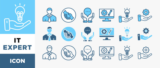 Poster - IT EXPERTi con set with various styles and colors assistance, help, advice, remote maintenance, solutions and technical support	