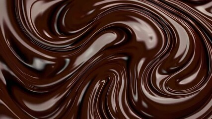 Aufkleber - Dark chocolate cream swirling with glossy, smooth texture, revealing delicate patterns and rich brown color, highlighting culinary artistry and gourmet indulgence