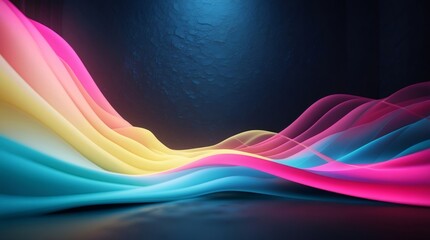 Fototapete - Abstract colorful wave pattern flowing on dark background, creating a vibrant and dynamic visual effect