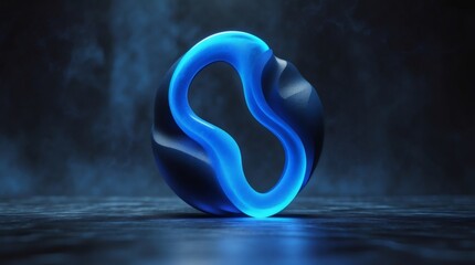 Aufkleber - Dark sphere with glowing blue core illuminating smoky background, creating mysterious and futuristic atmosphere