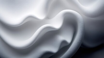 Poster - Close up of a white creamy substance creating a beautiful pattern of waves and folds, ideal for backgrounds and textures