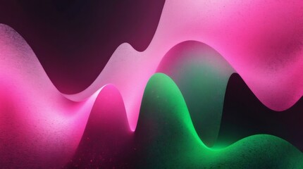 Aufkleber - smooth and grainy waves in pink and green hues flowing and overlapping, creating an abstract landsca
