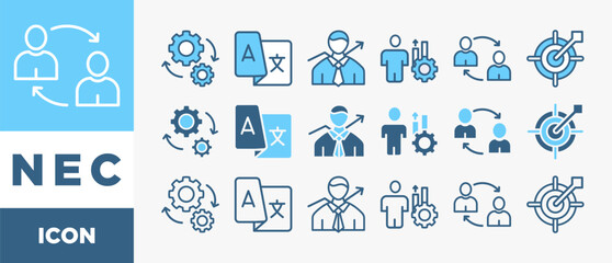 Poster - NEC icon set with various styles and colors support, information, advice, problem solving, help, service and solutions	