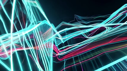Poster - Dynamic Neon Techwave: Abstract Digital Energy Design on Dark Canvas