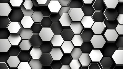 Poster - abstract hexagon pattern: a captivating abstract background featuring a seamless pattern of monochro