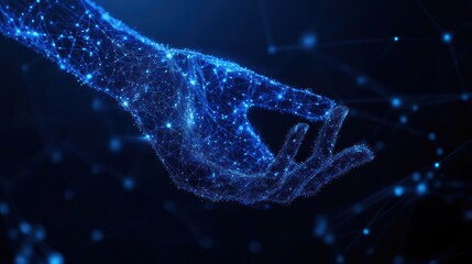 Digital hand in meditation pose, network background