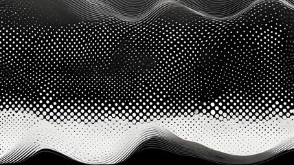 Poster - abstract monochrome grid: an eye-catching high-contrast artistic portrayal of a gridded wave, the im