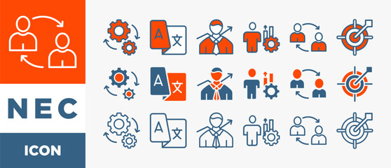 Poster - NEC icon set with various styles and colors support, information, advice, problem solving, help, service and solutions	