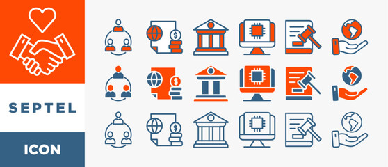 Fototapete - SEPTEL icon set with various styles and colors governance, finance, network, automation, ecology, law statement
