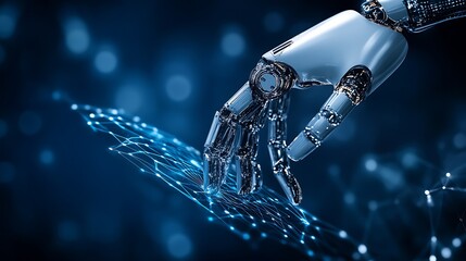 Leinwandbilder - Advanced robotic hand navigating through a digital interface representing technology and modern interaction : Generative AI