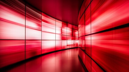 Fototapete - Vibrant abstract red light wall design with motion effect creating an immersive visual experience : Generative AI