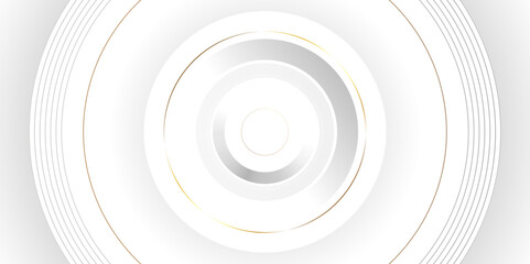 Leinwandbilder - Luxury elegant white background with gold ornament. Modern abstract light silver background vector. Abstract 3D circle layer white background with gold line effect for presentation design.	