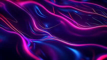 Fototapete - Vibrant abstract background with glowing lines and curves in purple and blue tones : Generative AI