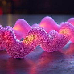 Poster - Abstract Pink Wavy Shapes on Surface