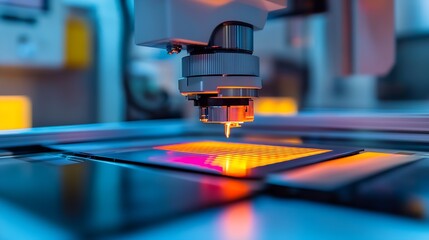 Aufkleber - Advanced technology in action showcasing laser engraving on a precision surface under bright lights : Generative AI