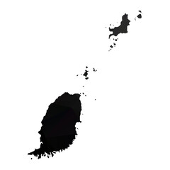 Wall Mural - Abstract Polygon - Low Poly Color Black Grenada map. Vector Illustration eps10.