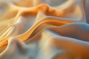 Poster - Soft orange fabric draped elegantly with gentle curves and waves under natural light