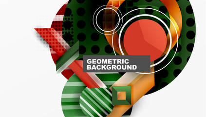 Fototapete - Abstract geometric composition. Overlapping shapes, vibrant colors, dynamic design. Modern aesthetic, clean lines, visual harmony. Perfect backdrop for presentations or designs.