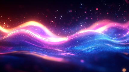 Poster - Stunning abstract flowing waves with vibrant colors creating a captivating digital artwork full of energy : Generative AI
