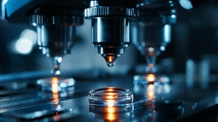 Poster - Macro View of High-Tech Water Molecules Under Microscope Analysis Generative AI