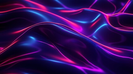 Poster - Beautiful flowing abstract background with shimmering waves in blue and pink hues : Generative AI