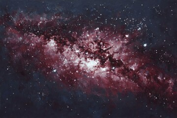 vibrant cosmic nebula captured in deep space with swirling colors of red, purple, and white against 