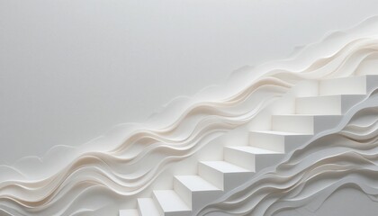 Poster - Artistic staircase design modern interior 3d wall art minimalist space close-up viewpoint contemporary aesthetic