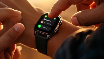 space with smartwatch blank Woman screen for copy using video 4k