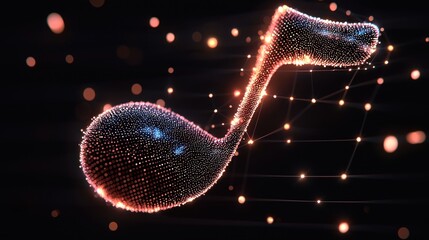 Poster - Abstract Musical Note: A Digital Symphony of Light and Sound