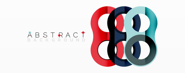 Leinwandbilder - Colorful abstract design features overlapping circles. Red, blue, teal, gray tones create modern visual impact. Minimalist composition suits various graphic projects.