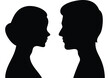 © Kowsiq - Silhouette of two people man and woman facing each other