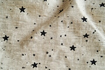 Aufkleber - Soft linen fabric adorned with scattered tiny stars creates a gentle Lapki-style pattern perfect for modern decor and fashion accents