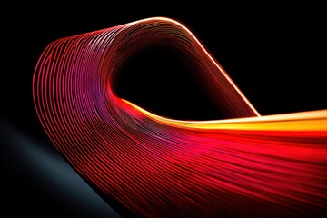 Poster - abstract flowing red and orange light trails on a black background, a modern design with vibrant col
