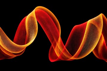 Poster - abstract background of a vibrant red and orange ribbon swirling against black. the wavy shapes creat