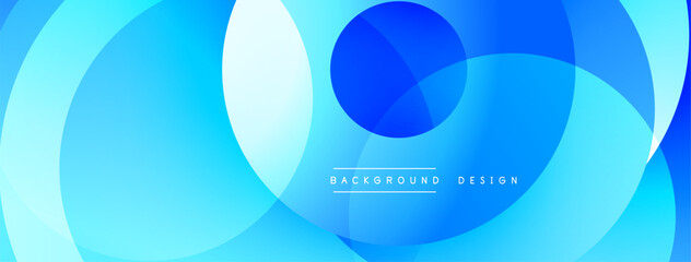 Leinwandbilder - Abstract blue circles overlap, creating dynamic visual effect. Gradient shades provide depth, modern aesthetic. Background design suggests technology, innovation, clean presentation.