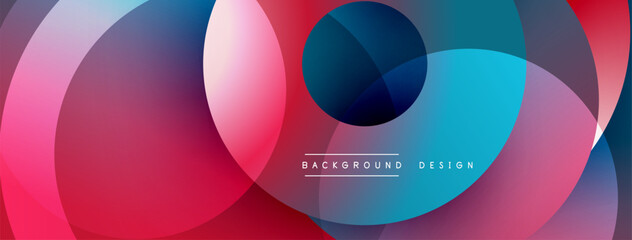 Leinwandbilder - Abstract colorful circles overlap creating dynamic visual effect. Gradient shades blend smoothly, forming modern background design. Smooth transitions, vibrant hues.