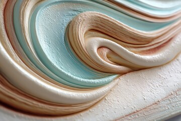 Poster - Abstract texture background of pastel colors in a swirling pattern, smooth and creamy layers of blue, beige, and white, creating a visually appealing and modern design.