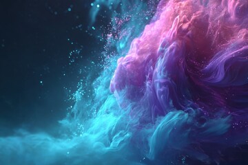 Poster - an ethereal nebula cloudscape with vibrant pink and blue hues, creating an otherworldly, dreamy and 