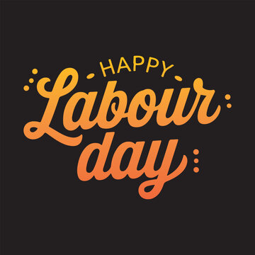 Vector silhouette of clenched fist with wrench, hand lettering of Happy Labour Day 1st of May