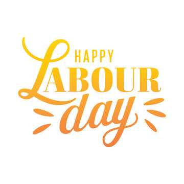 Vector silhouette of clenched fist with wrench, hand lettering of Happy Labour Day 1st of May