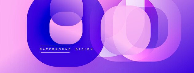 Leinwandbilder - Abstract composition featuring overlapping circular layers. Gradient transitions shift from deep purple to pale pink. Modern design evokes depth, movement, visual interest. Background suggests technol