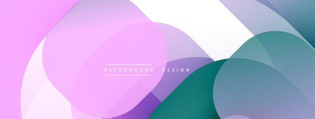 Leinwandbilder - Abstract background features overlapping translucent circles. Soft pastel colorspink, purple, teal, whitecreate gentle gradients. Modern design evokes calm, fluid aesthetic.