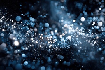 Poster - An abstract digital rendering featuring blurred blue and white lights floating against a dark cosmic background, creating a dreamy, ethereal atmosphere and a galaxy effect.