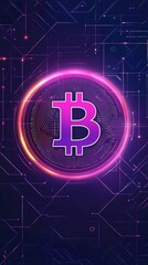 Aufkleber - Bitcoin cryptocurrency shining on digital circuit board background