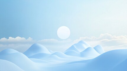 Aufkleber - Sun shining over soft blue rolling hills landscape