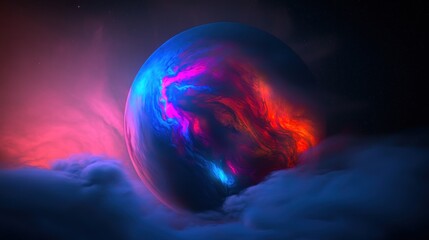 Wall Mural - Cosmic orb, glowing sphere, nebula clouds, space