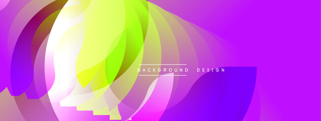 Poster - Abstract vibrant layers create flowing shapes. Gradient colors blend, forming dynamic composition. Modern design suggests movement, energy, visual appeal.