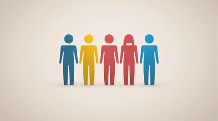 Poster - Five colorful people holding hands representing teamwork and collaboration