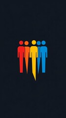 Poster - Colorful human figures representing teamwork and diversity on dark background