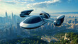 © mika - 近未来の最新の移動タクシー、夢の空飛ぶ車をイメージ/The latest mobile cab of the near future, the image of the flying car of your dreams.